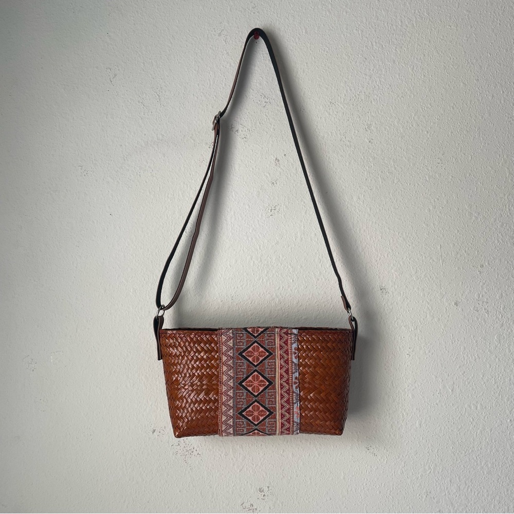 Woven Brown Crossbody Bag
